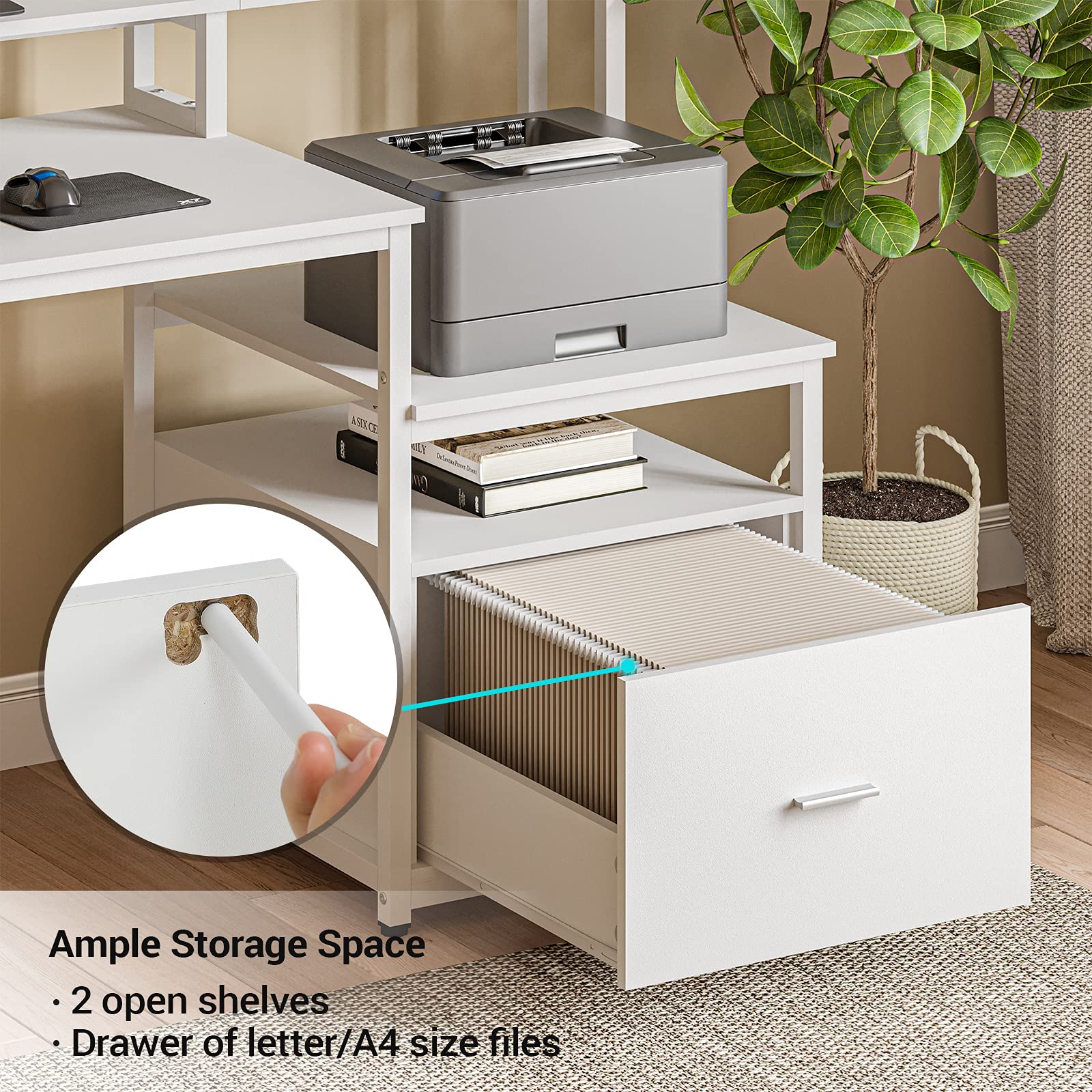 Sedeta Computer Desk with File Drawer and Storage Shelves, 66