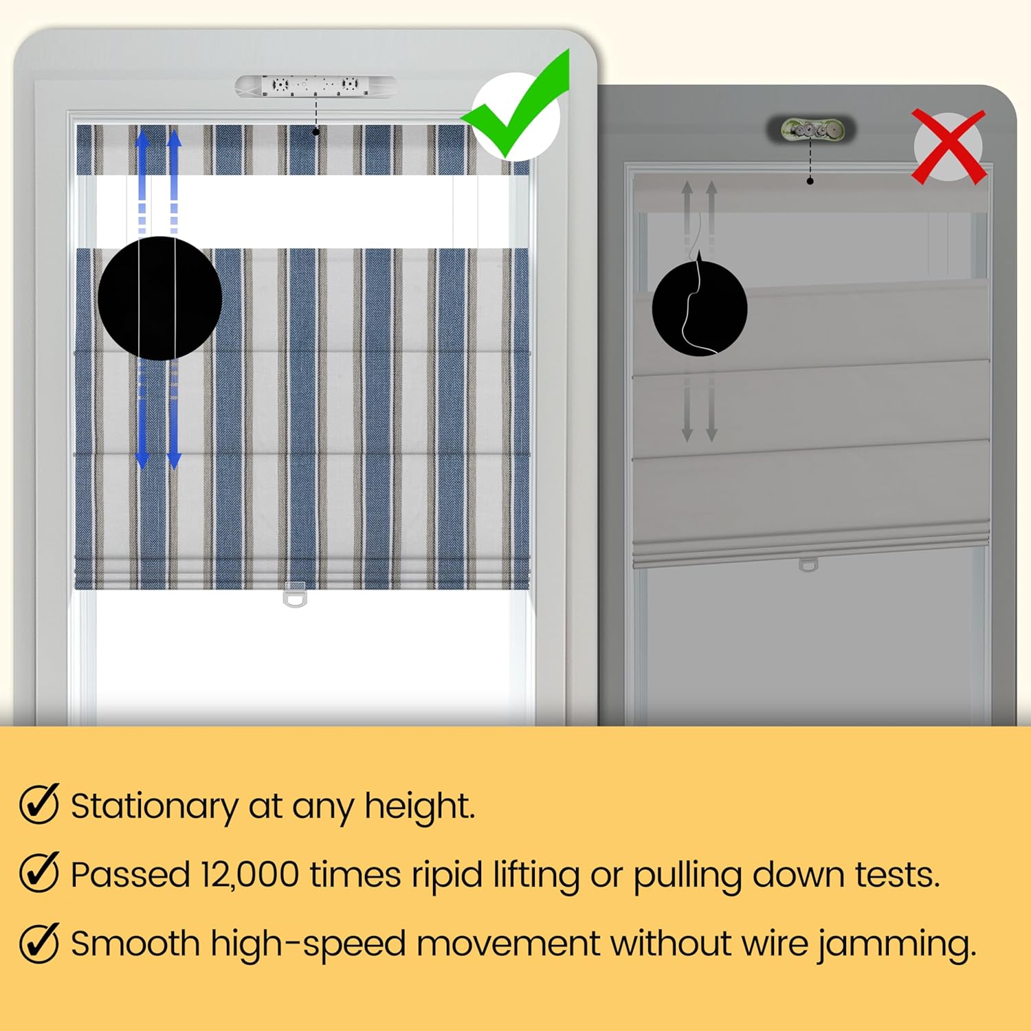 Top Down Bottom Up Roman Shades for Windows,Classic Stripe Custom Roman Blinds,UV Protection,Privacy Window Shades,Easy to Install,70% Blackout Blue Striped,Custom Size