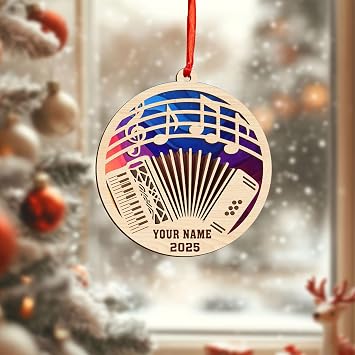 Personalized Accordion Suncatcher, Accordion Musical Christmas Ornament 2026, Musical Instrument Christmas Ornaments Accordion Instrument Ornament, Gift for Acccordion Lovers, Accordion Players AC6