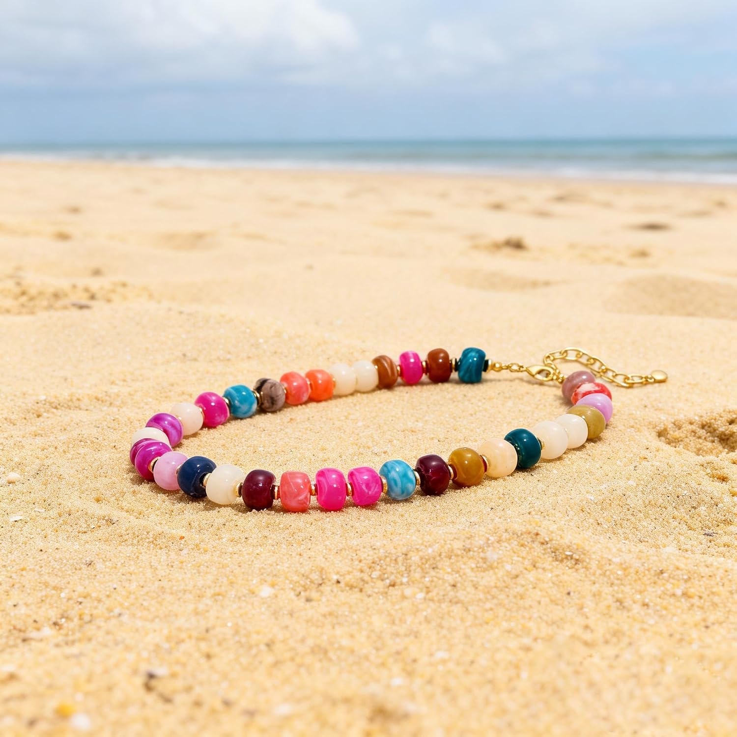 Chunky Beaded Necklaces for Women - Boho Statement Necklace Jewelry Accessories，Handmade Fashion Jewelry for Summer Vacation & Beach Party, Birthday Gifts for Women