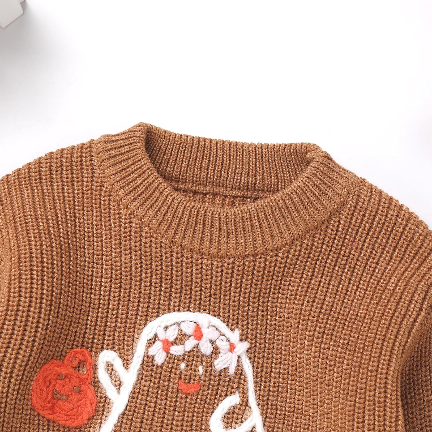 IBTOM CASTLE Baby Girl Halloween Sweater Embroidery Knited Pullover Long Sleeve Round Neck Sweatshirt Fall Winter