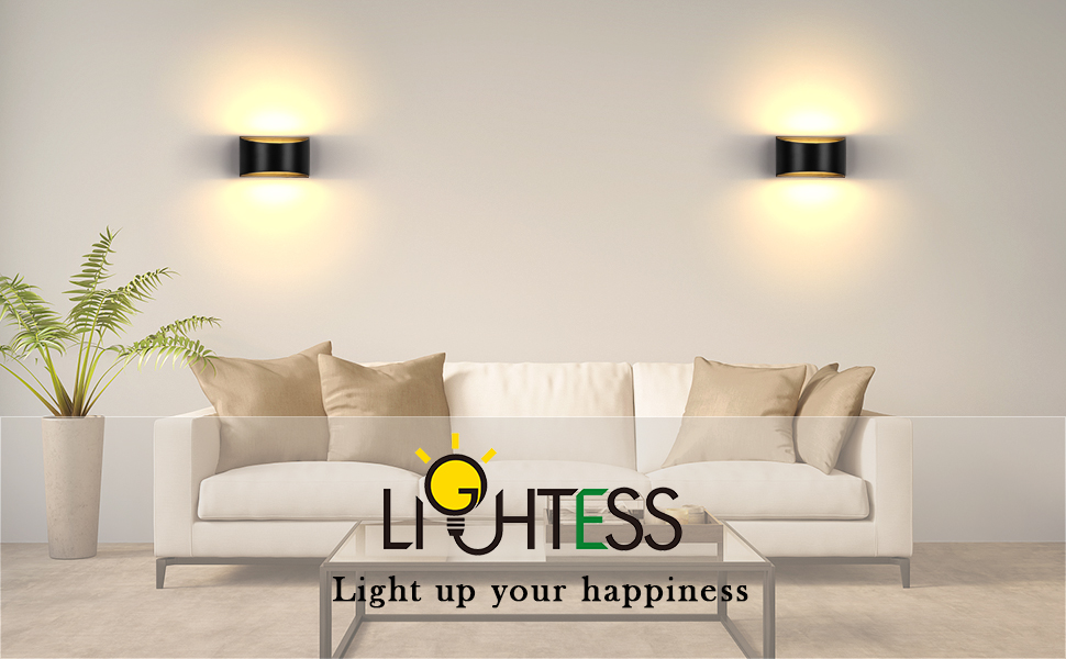 Image of LED Sconces Wall Decor Set of 2, Black, Modern Hardwired Wall Lights | 3000K Warm White, Up and Down Wall Mount, Indoor Lighting, For Living Room Bedroom Hallway Corridor