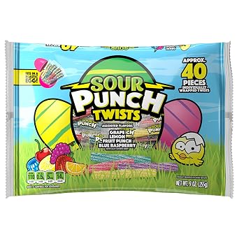 Sour Punch Twists, Individually Wrapped Easter Candy, 9oz Bag, Single