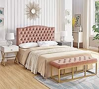 Vista 71 de 24KF Cabecera tapizada con terciopelo con diseño de botones capitoné, tamaño King/California King, cómoda, a la moda, acolchada, color gris