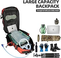 45L Tactical Backpack With MOLLE System - 3 Day Assault Pack Waterproof Rucksack (Black/White Camo)