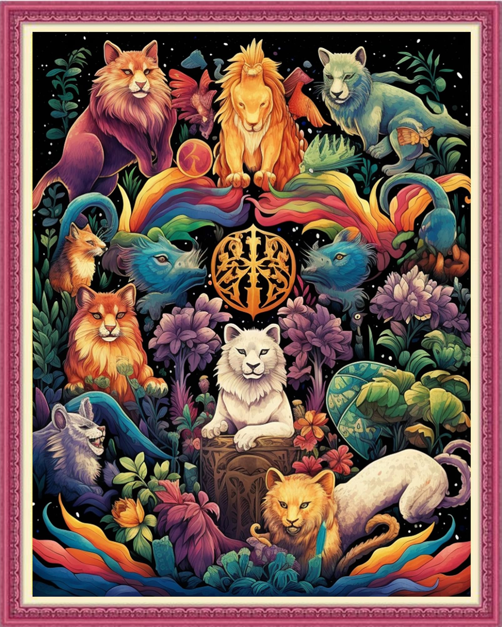 Joyhoor Cross Stitch Kits for Beginners Stamped Cross-Stitch Supplies Needlework preprint Embroidery Kits for Adults DIY Needlepoint Kits Embroidery Patterns 11CT-Animal Kingdom 16.x20 inch