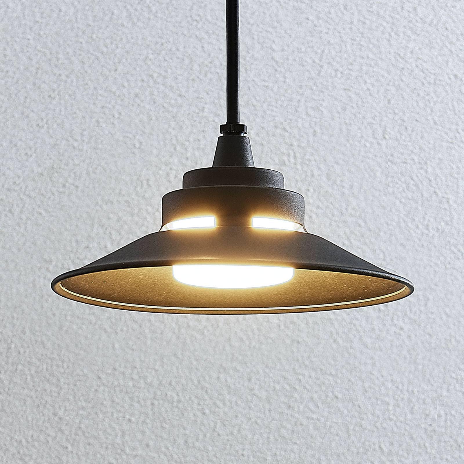 Lindby LED Lámpara para exterior Cassia (Moderno) en Negro hecho de Aluminio (1 llama, lámpara colgante