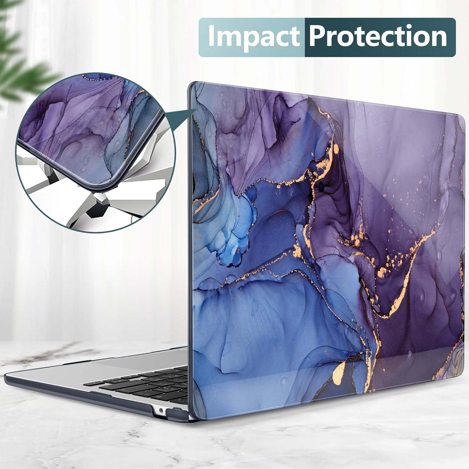 DONGKE Compatible with M5 MacBook Air 15 inch Case 2026 2025-2023 A3448 A3241 A3114 A2941 M4 M3 M2 Liquid Retina Display Touch ID, Protective Hard Shell Cover & Keyboard Skin - Alcohol Ink Art
