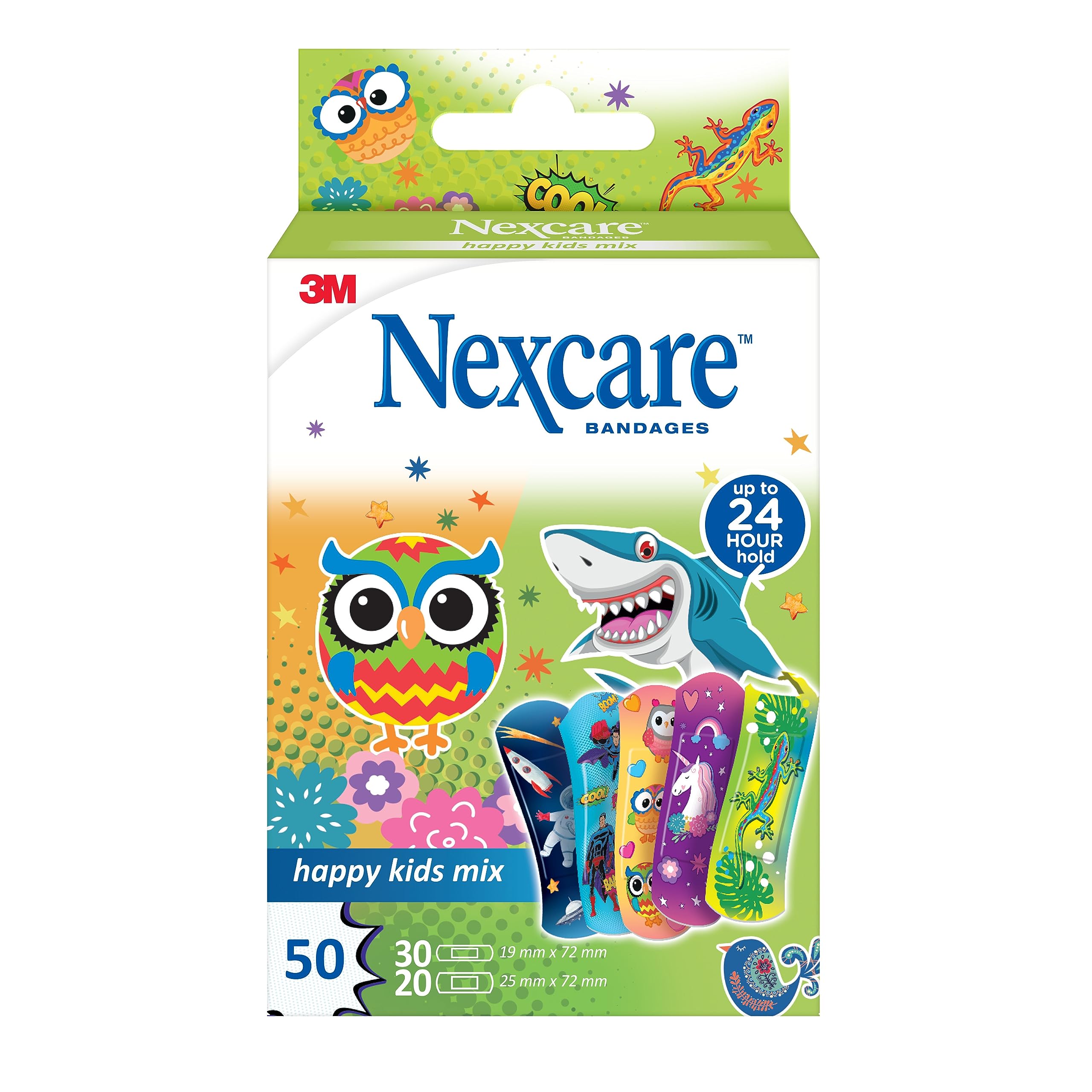 Nexcare Happy Kids Mix Plasters, Big Pack, Assorted, 50/Pack