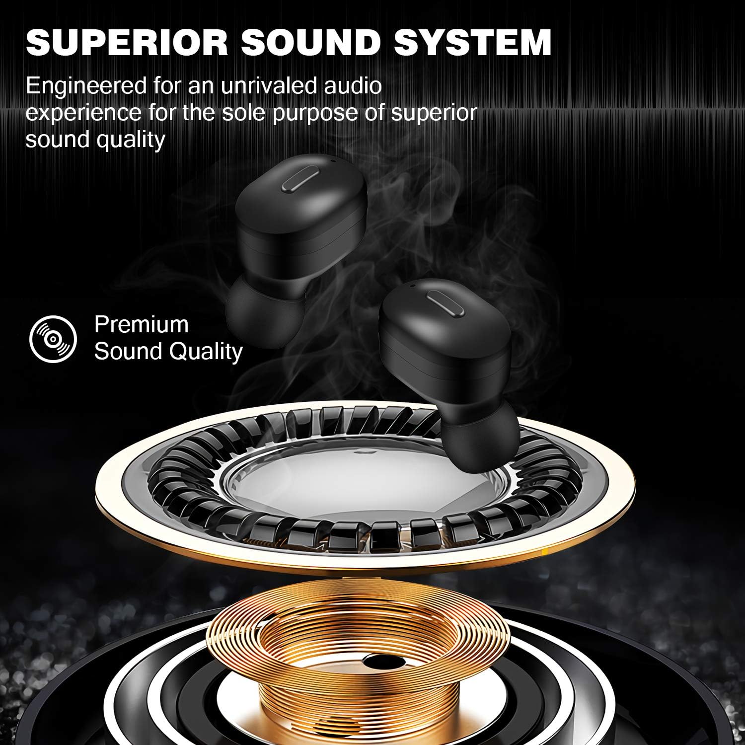 WGGE T1-Pro Bluetooth 5.0+EDR Wireless Earbuds sweat-proof TWS Stereo Headphones in Ear Built in Mic Headset Premium Sound with Deep Bass and Fast Connect
