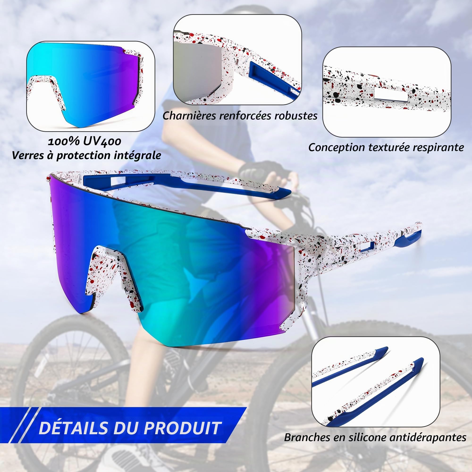 FEISEDY Lunettes de Soleil de Sport Garçons et Filles de 8 à 16 ans pour les Sports de Plein Air Cyclisme Tennis Baseball avec Protection UV400 B0048