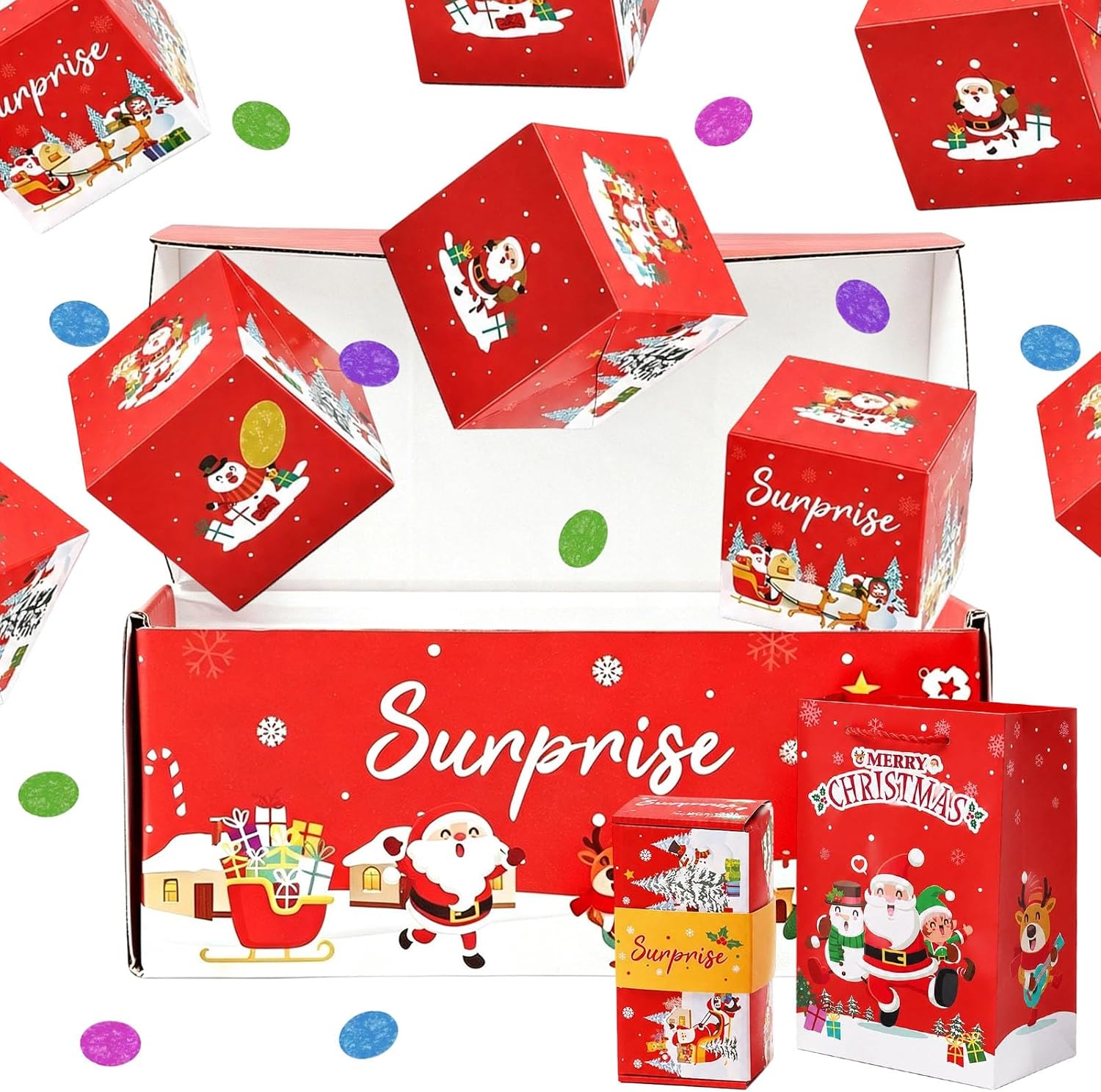Bouncy Red Envelope Graduation Gift Box (4 Layer) | Surprise Exploding Money Box for Cash Gifts, Christmas Surprise Jumping Box Birthday Gift Christmas Folding Bouncing Red Gift Box (C-12 Layer)