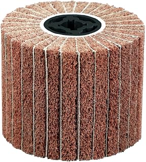 Non Woven Wire Abrasive Drawing Polishing Burnishing Wheel Flap Wire Brush Drum Surface Conditioning Tool for Metal Surface Polishing Grinding Removing Rust 120x100x19mm with Sandpaper 80 Grit