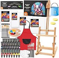 Shuttle Art 66-Piece Acrylic Paint Set: 30 Vibrant Colors, Wooden Easel, Canvases, Brushes & Palette for Kids, Adults & Beginners