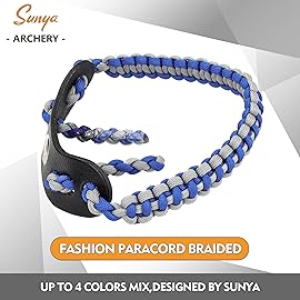 SUNYA Archery Bow Wrist Sling, 550 Paracord Strap Comfortable on Hand.100% Full Grain Leather Yoke, Multiple Camo Colors.Fit Compound Bow Stabilizer & Recurve. (Halo 47)