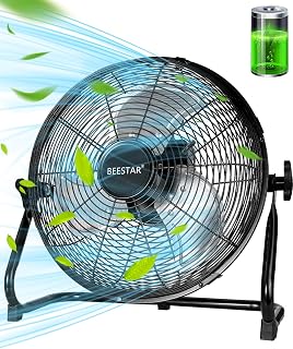 BEESTAR Rechargeable Floor Fan, 12-Speed Battery Operated, 15600mAh, 48-Hour Runtime, 360° Tilt, Metal Blade (12 INCH)