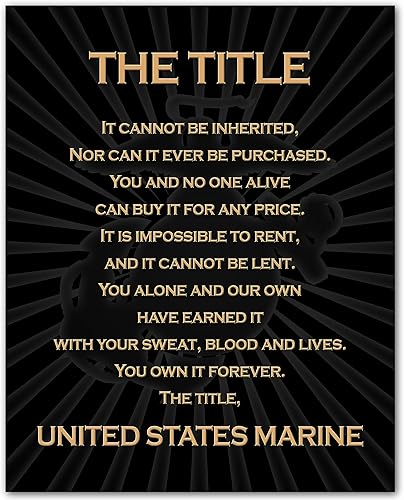 The Title - United States Marine Patriotic US Marine Corps Wall Art Poster, This Military Wall Decor Is An Ideal Wall Art For Marines and Veterans