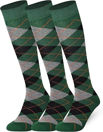Mysocks Unisex 3 Pairs Knee High Socsk Argyle