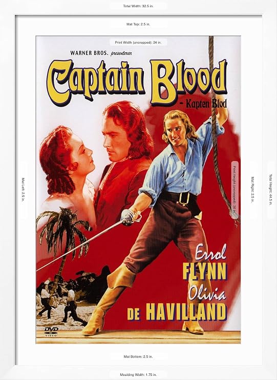 AllPosters Wall Art Print Captain Blood, Swedish Movie Poster, 1935 on White Frame, 24x36