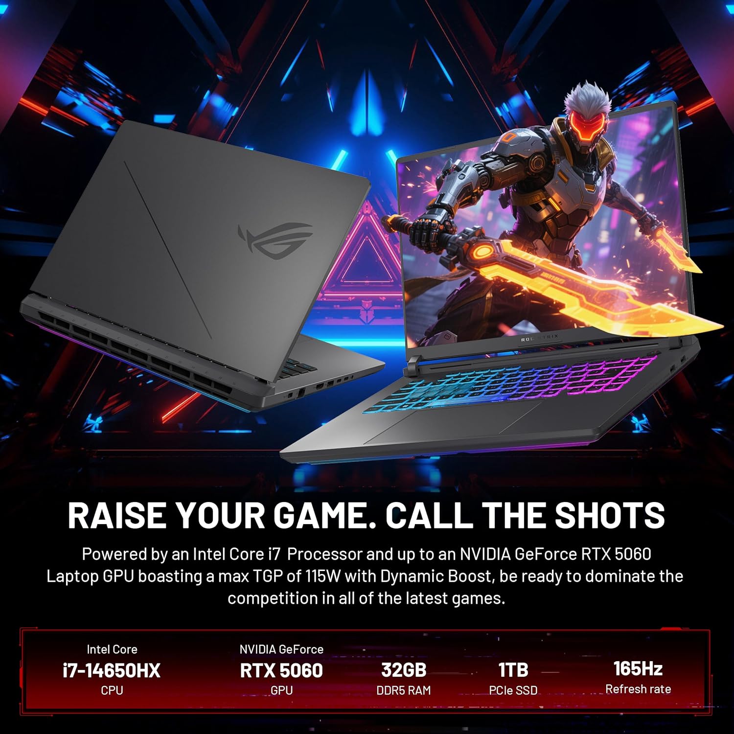 ASUS ROG Strix G16 16'' WUXGA 165Hz Gaming Laptop, Intel Core i7-14650HX, NVIDIA GeForce RTX 5060, RGB Backlit Keyboard, 32GB DDR5 RAM, 2TB Storage(1TB SSD&1TB Docking Station), Win 11 Pro, Gray
