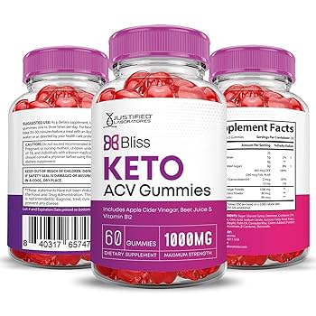 Amazon.com: Justified Laboratories (3 Pack Bliss Keto ACV Gummies Advanced Formula 1000MG Bliss Keto Gummies Apple Cider Vinegar Boost Formulated with Pomegranate Beet Juice Powder B12 Vegan Non GMO 180 Gummys :
