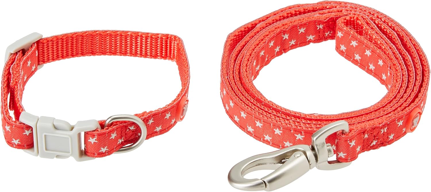 Petface (Little Petface) Puppy Dog Collar/Lead Set, X-Small, Grey Stars