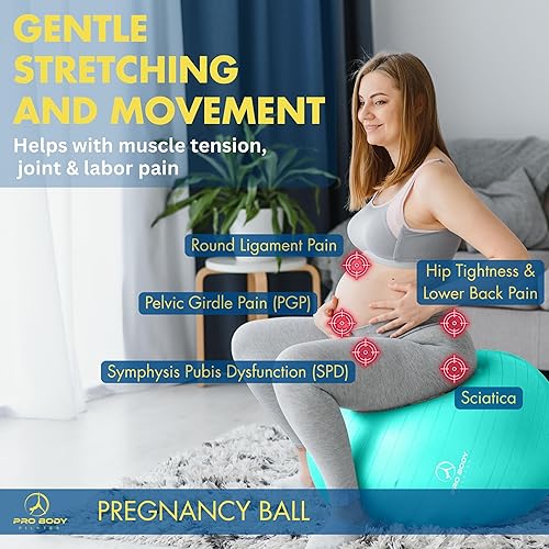 Miniatura 2 de ProBody Pilates Pregnancy Ball - Yoga Ball for Pregnancy with Book, Prenatal, Labor & Postnatal Maternity Exercise