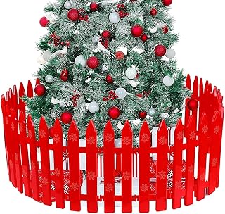 Christmas Tree Fences Thick Red Plastic Christmas Tree Fences Picket Fence Border 4.7 x 12 Inches Mini Plastic Decorative Fences for Home Wedding Fairy Garden Party Prop,Easy to Assemble (13pc)