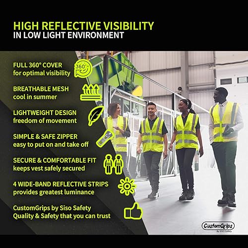 Miniatura 2 de CustomGrips BY SISO SAFETY Chaleco de trabajo con tira reflectante de alta visibilidad