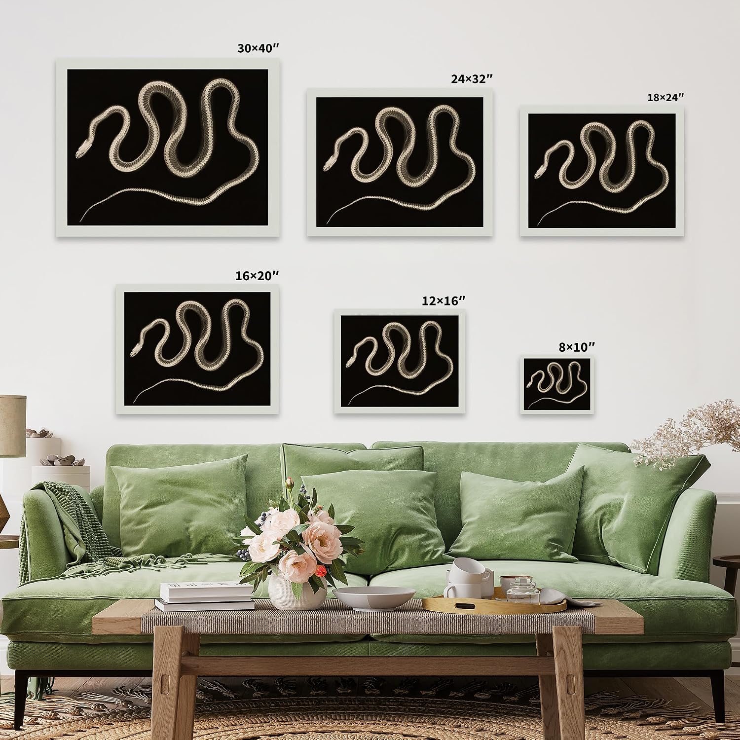 Poster Master Snake Canvas - Retro X-Ray Snake Print - Serpent Art - Gift for Him, Her, Animal Lover - Reptile Art - Wall Decor for Bedroom, Living Room, Office - 8x10 STRETCHED Canvas