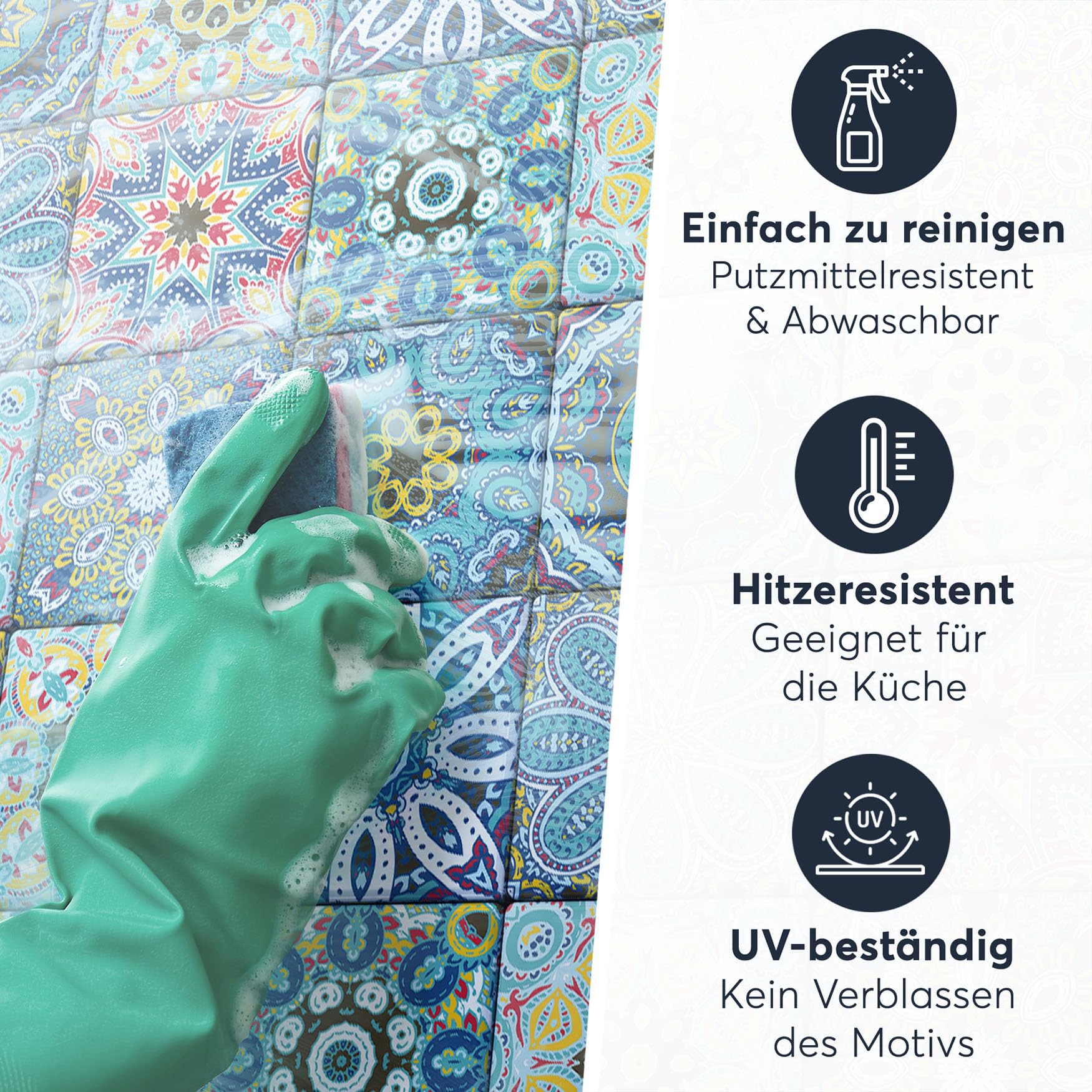 CREATISTO Fliesenaufkleber Fliesenfolie Mosaikfliesen - Hochwertige Aufkleber Sticker für Fliesen I Stickerfliesen - Mosaikfliesen für Küche, Bad, WC Bordüre (15x15 cm I 27 -Teilig)