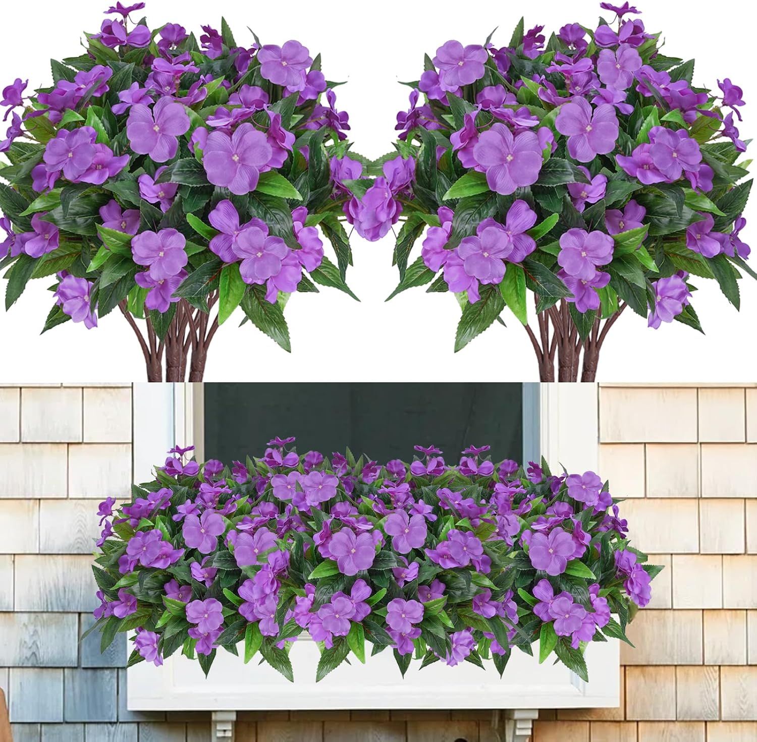 Amazon.com: MHMJON 8 Pcs Artificial Impatiens Flowers for Outdoors Faux ...