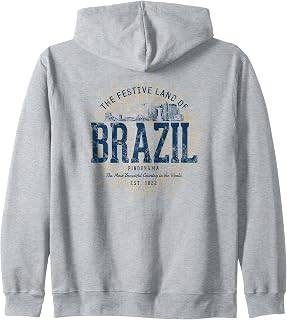 Retro Style Vintage Brazil Zip Hoodie