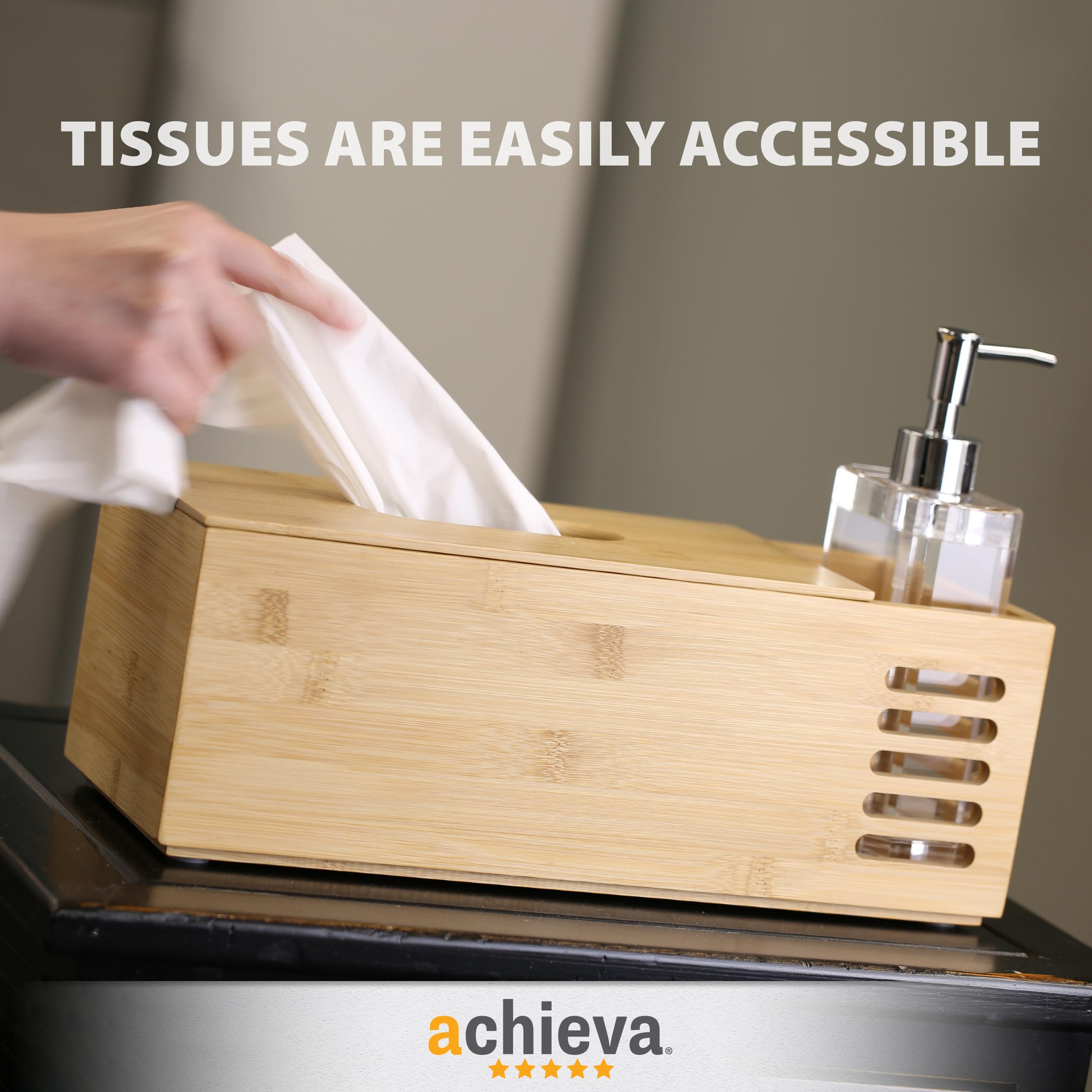 Achieva Rectangle Bamboo Tissue Box (71000)