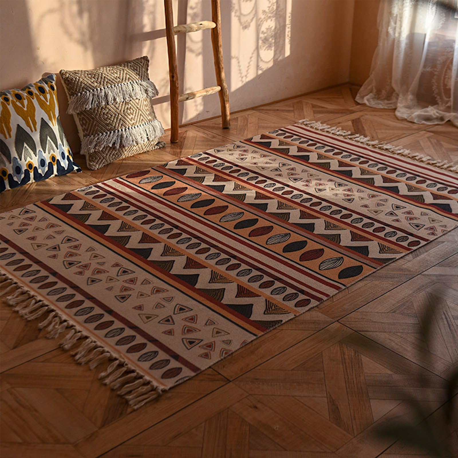 Tapis bohème en coton de qualité supérieure pour une chambre ou un salon chic