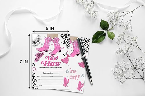 Miniatura 3 de Invitaciones para fiesta de cumpleaños de vaquera espacial, suministros de decoración de fiestas de cumpleaños con temática de discoteca de campo