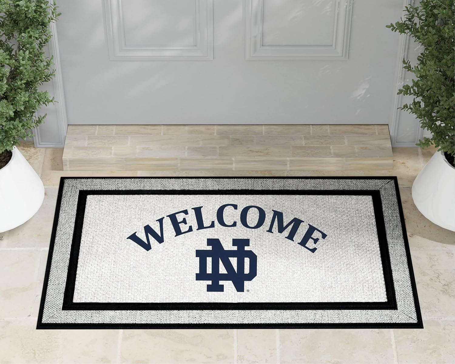KH Sports Fan 18x30 Gray Notre Dame Fighting Irish Welcome Doormat NCAA Rug