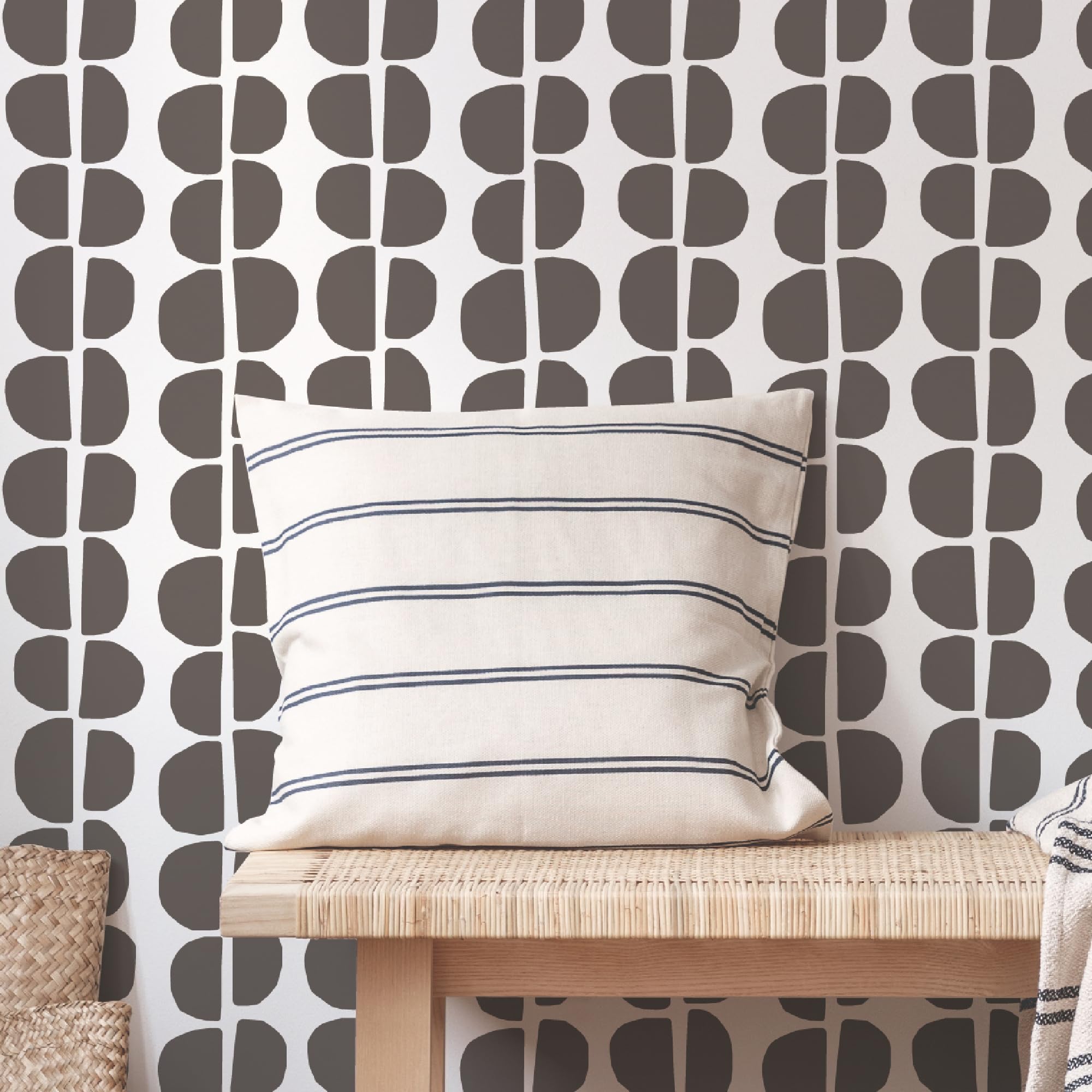 SHYJSHYJ14 Inch (2 Pack) Abstract Geometric Wall Stencils for Painting Large Pattern on Wall, Wood, Floors, Fabric, Canvas Minimalist Stencil, Reusable Template for Boho Painting Accent Wall Décor