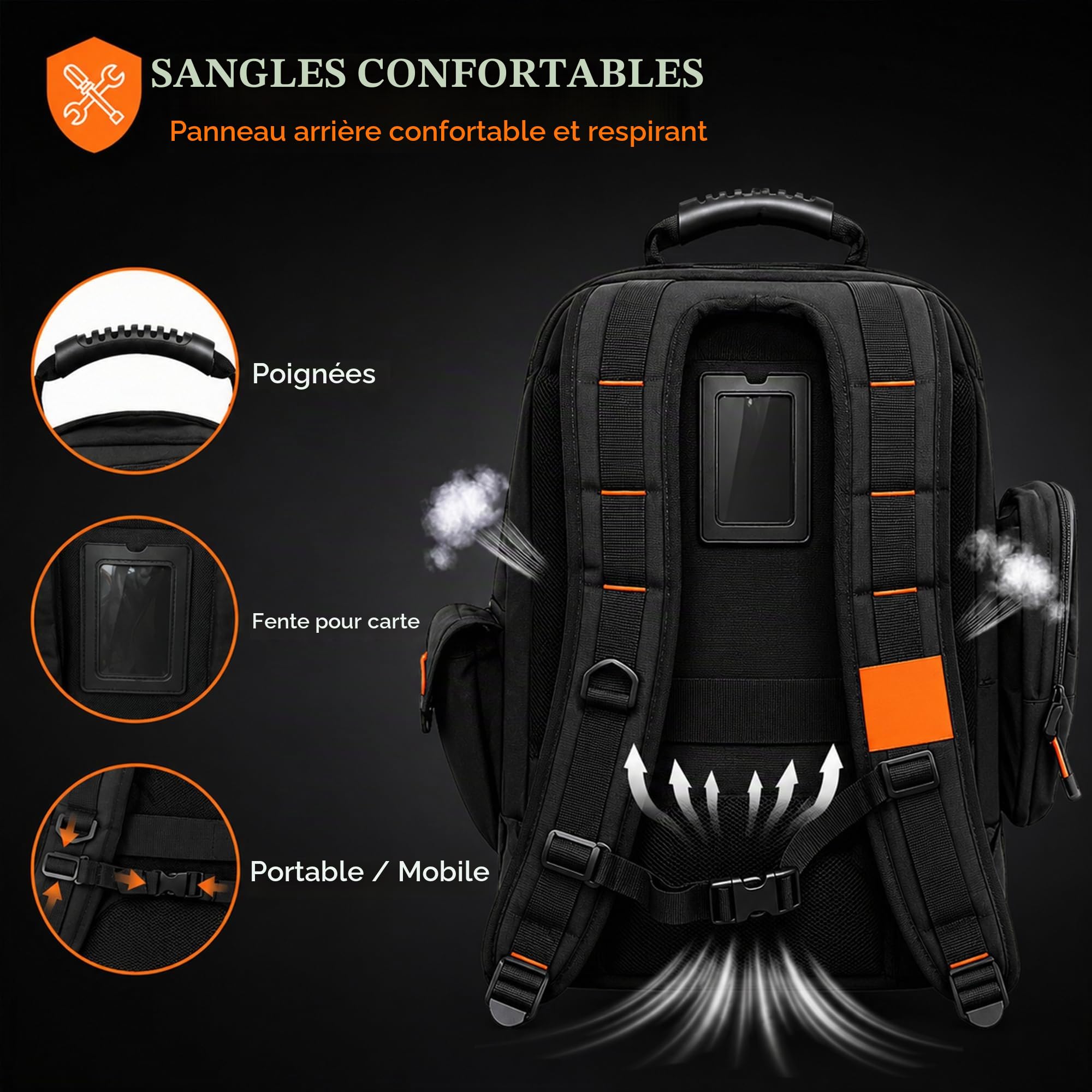Sac à dos à outils de haute performance portable pour outils