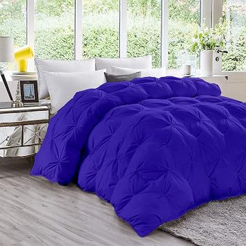 Beautiful Pinch 1400-TC Pinch Pleated Down Alternative Comforter Queen Size 88 x 92 Inches 1-Piece All-Season Duvet Insert, 850 GSM Micro Fill with All Side Corner Tabs 100% Egyptian Cotton