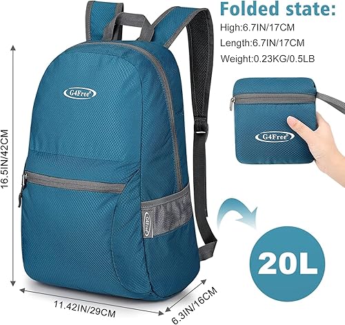 Miniatura 10 de G4Free Ultra Ligero plegable Mochila Senderismo bolsa de diario, práctico plegable camping al aire libre mochila beige (A-Beige)