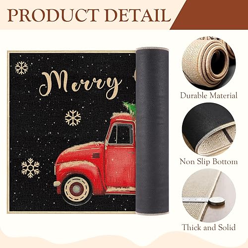 Miniatura 5 de Tapete rojo para puerta de camión, antideslizante, árbol de Navidad, diseño de copos de nieve, decoración del hogar, 29 x 17 pulgadas, tapete de