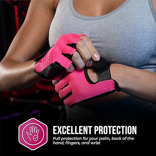 Miniatura 5 de Contraband Pink Label 5307 Guantes de entrenamiento de diseñador para mujer  Tela de malla de diamante de bajo sudor con palma de silicona Grip-Lock