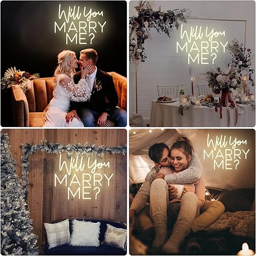 Miniatura 4 de Letreros de neón con texto en inglés "Will You Marry Me" para propuesta de boda, letrero grande de neón LED, decoración para compromiso, fiesta de