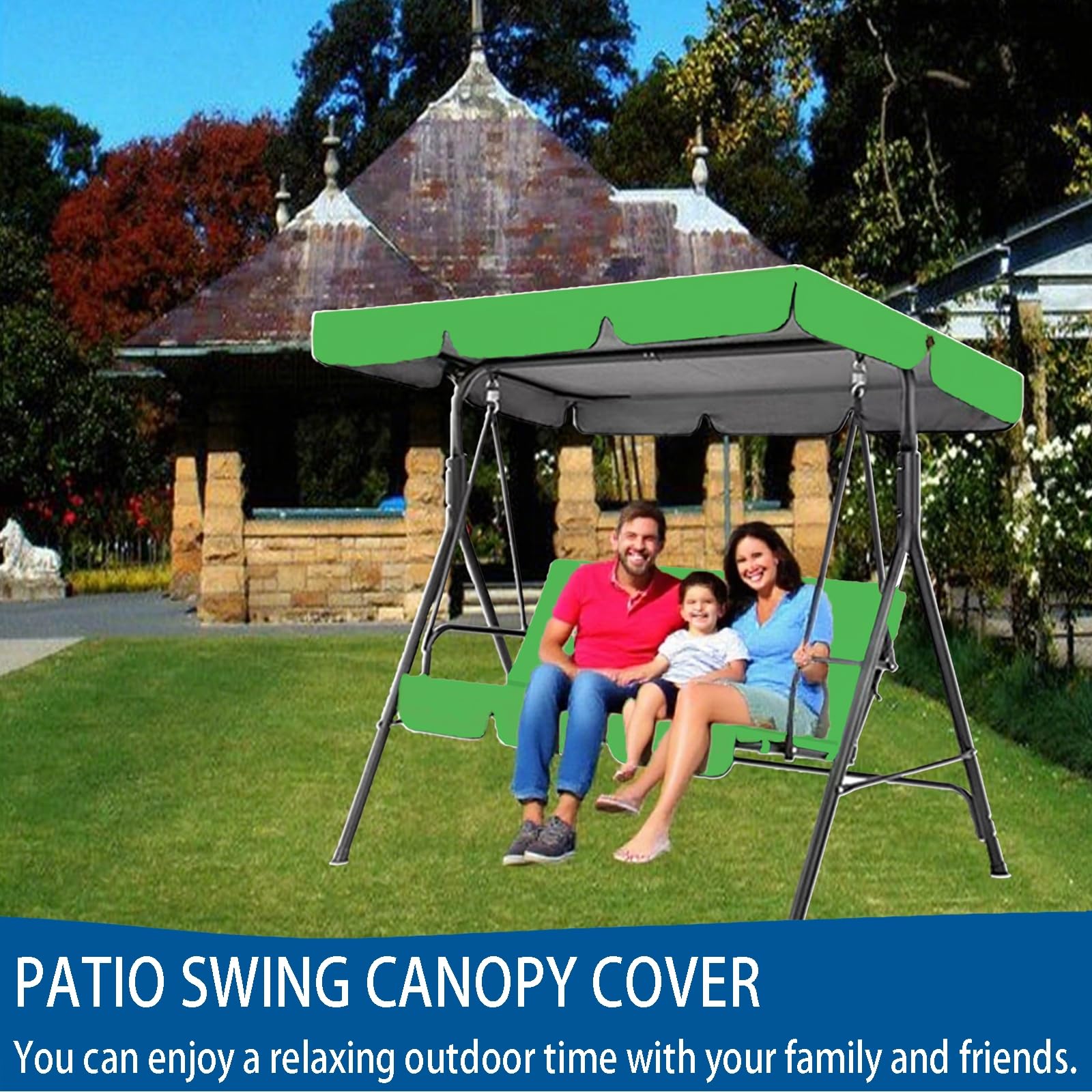 Copertura Dondolo 2/3/4 Post Beige Impermeabile | Tettuccio per Altalena da Giardino | Telo Ricambio Universale | per esterni e giardino Set di Copertura Tetto ondolo 210D Oxford ,Verde,164*114*15cm