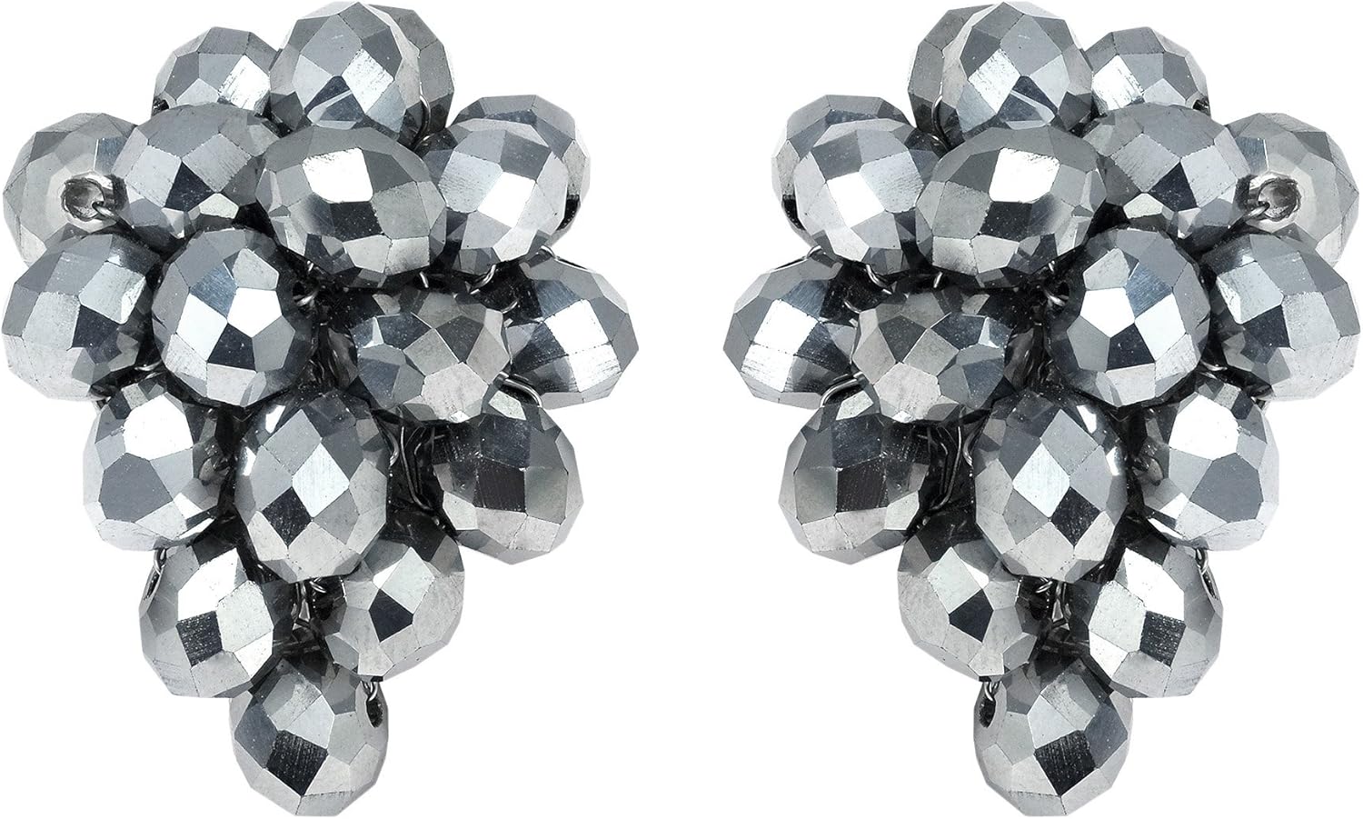 AeraVida Royal Forest Fashion Crystal Grape Base Metal Clip On Earrings | Classic Sterling Silver Cuff Earrings for Women | Gift for Daughter, Mother’s Day, Statement Fashion