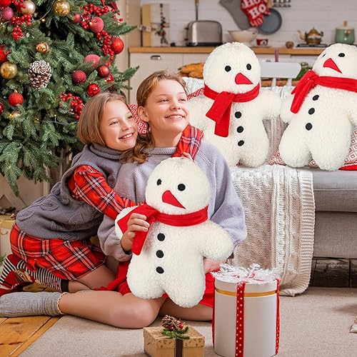 Miniatura 3 de Shappy 2 almohadas navideñas de muñeco de nieve de Navidad, almohadas rellenas con forma de muñeco de nieve, lindas almohadas suaves y decorativas