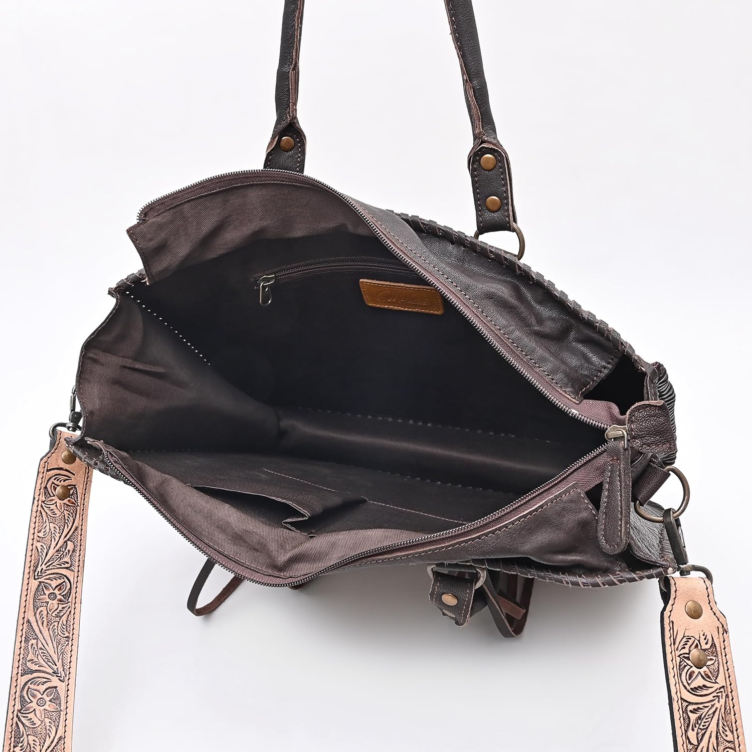 Merbaa Women Natural Cowhide Leather Hand Bag With Adjustable Detachable Strap | Leather Handbag | Purse | Side Sling Bag - Image 6