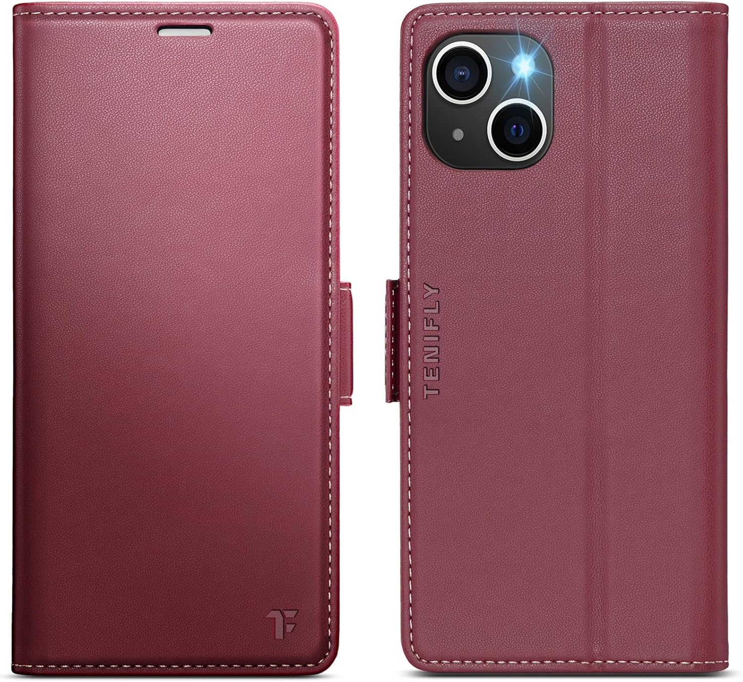 Tenifly for iPhone 13 Case Wallet with RFID Blocking Card Holder, PU Leather Kickstand Protective Flip Phone Cover Fit for iPhone 13 6.1&amp;quot;, Wine Red : Cell Phones  Accessories