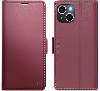 for iPhone 14 Case Wallet with Card Holder, Wine Red